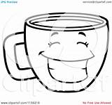 Cup Coffee Coloring Cartoon Happy Clipart Pages Grinning Cups Cory Thoman Outlined Vector Royalty Coloringtop sketch template