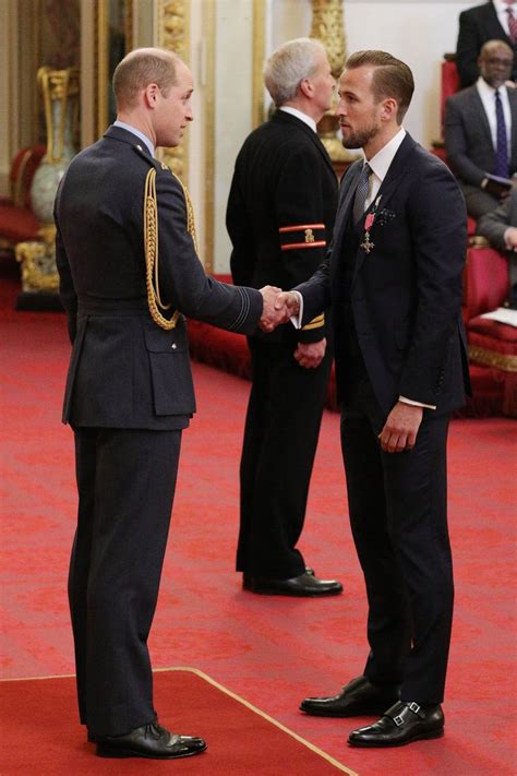 harry kane receives mbe from prince william at buckingham
