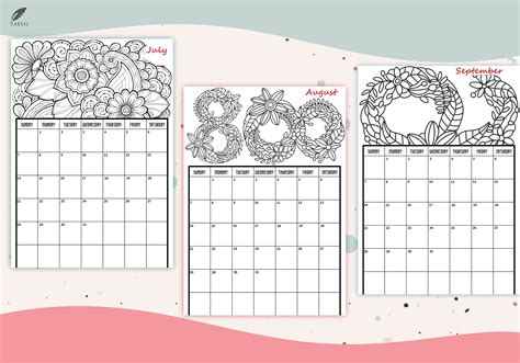 monthly calendar coloring pages  monthly calendar planner etsy