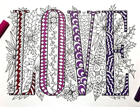 beautiful word coloring pages  zentangle templates scribble