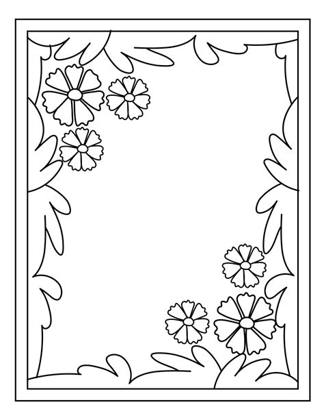 printable flower border coloring pages   etsy