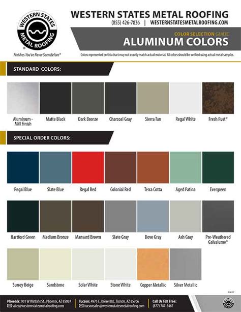 aluminum roof aluminum siding color chart