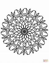 Coloring Mandala Flower Pages Simple Printable Supercoloring Drawing Paper sketch template