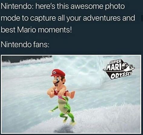 An Image Of Mario Running In The Snow With Caption That Reads Nintendo