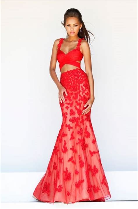 sexy mermaid sweetheart straps long red tulle lace two