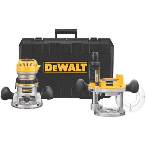 dewalt   hp electronic variable speed fixed base  plunge router combo kit  soft start