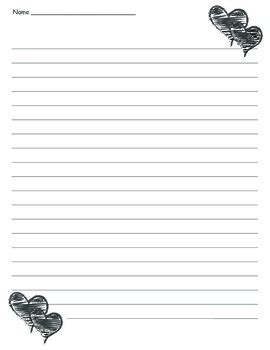 heart lined paper valentines day friendship writing  teacher vault