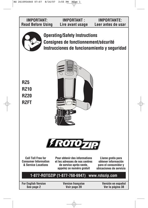 rotozip rz operating  safety instructions manual   manualslib