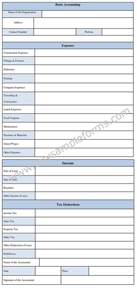 small business  printable accounting forms