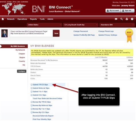 entering    closed business slips  bni connect bni university support