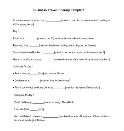 travel itinerary    word  documents
