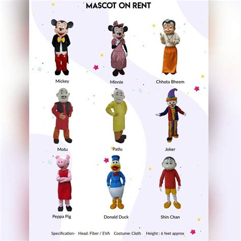 mascot costume   birthday parties event book  childs