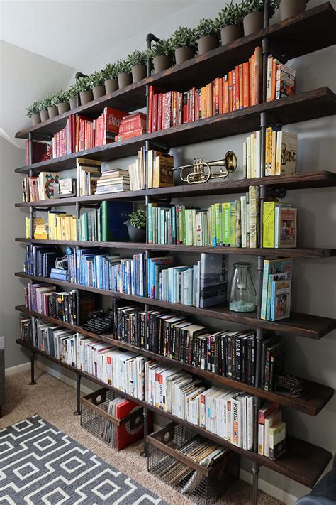 diy pipe shelves industrial bookshelf gray house studio
