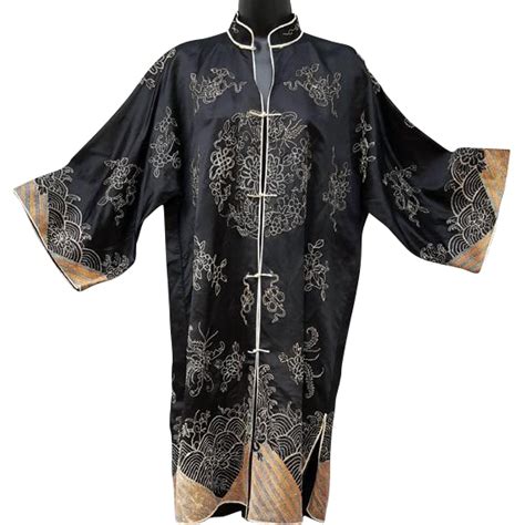 1930s silk asian chinese coat with gold and silver bullion embroidery
