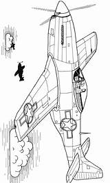 Oorlog Kleurplaten Leger Wapens Vliegtuigen P51 sketch template