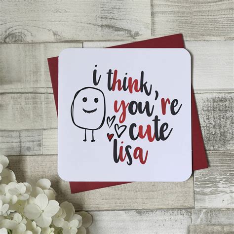 i think you re cute personalised card by parsy card co