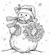 Coloring Pages Snowman Christmas Adult Stamps Harley Northwoods Rubber Holly sketch template