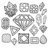 Diamante Diamantes Crystals Joyas Diamonds Preciosas Piedras Mano Colorear Siluetas Gemstone Gioielli Insieme Disegnato Vettore Scarabocchio Cristal Gem Doodles 123rf sketch template