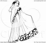 Saree Indian Clipart Woman Dress Illustration Girl Beautiful Vector Sari Colouring Wearing Pages Modeling Wear Royalty Transparent Clip Lal Perera sketch template