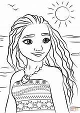 Coloring Moana Pages Princess Portrait Drawing Printable sketch template