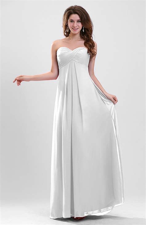 White Party Dress Elegant A Line Zipper Chiffon Floor