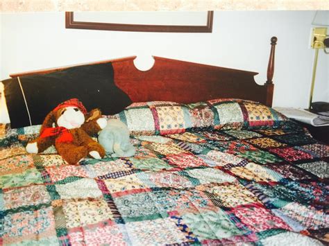 hotel room bed in the 90s love that ugly ass bedspread flickr