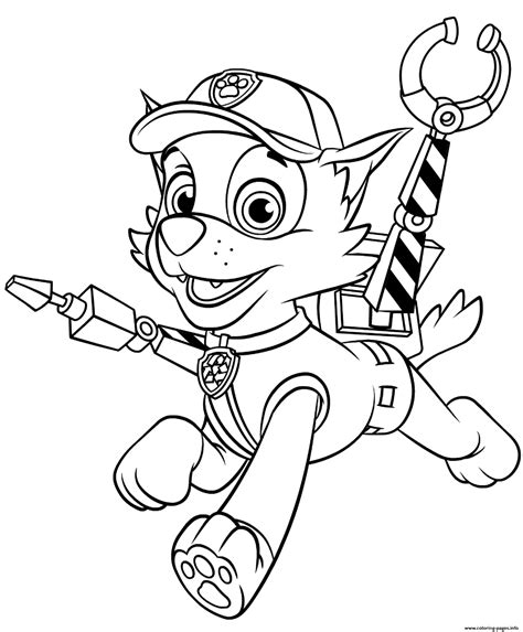 colouring pages paw patrol rocky  mighty pups  paw patrol gains