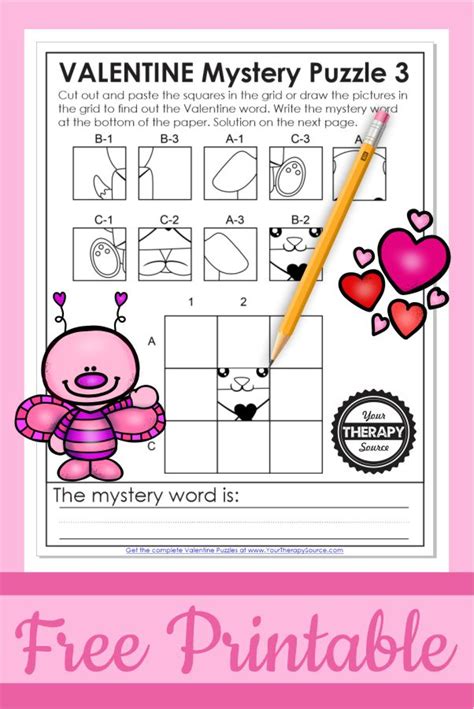 valentine puzzles printable  therapy source