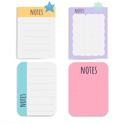 cute note papers vector set  image  rawpixelcom chayanit