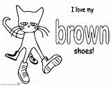 Shoes Pete Cat Brown Coloring Color Pages Printable Kids Adults sketch template