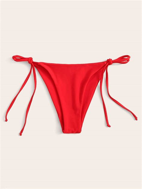 Red Tie Side Bikini Bottom Bikinis Side Tie Bikini Velvet Bikini