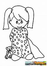 Coloring Night Pages Dress Girl Pajamas Pajama Kids Party Coloringhome sketch template