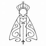 Senhora Aparecida Bordado Coração Padroeira Minimalista Virgencitas Senhor Palavras Gravuras Chave sketch template