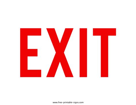 printable exit sign  printable signs
