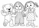 Andy Pandy Coloring Pages Printable Together Holding Hand They Cartoons Cartoon Fun Loo Looby Teddy Colouring sketch template