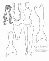 Mermaid Paper Dolls Doll Pattern Patterns Mermaids Tail Template Puppets Cloth Sunday Digital Almost Forgot Printable Printables Templates Small Fairy sketch template