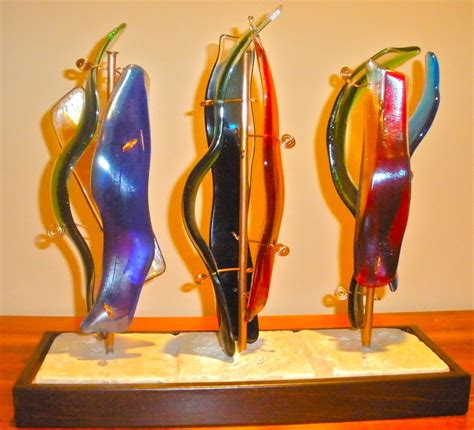 Hand Made Fused Glass Sculpture Basta Series By Caron Art Glass