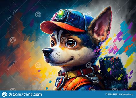 paw patrol chese abstract background acryl painting generative ai