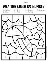 Number Color Worksheets Weather Preschool Rainy Printable Kids sketch template