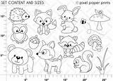 Woodland Animals Coloring Pages Baby Clipart Templates Patterns Animal Clip Shrinky Stamps Digital Cute Mygrafico Etsy Forest Template Craft Line sketch template