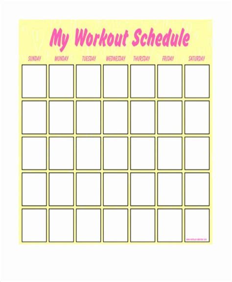 Weekly Workout Schedule Template Beautiful Blank Workout