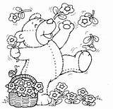 Coloring Pages Bear Teddy Flower Spring Kids Flowers Printable Colouring Bears Bouquet Sheets Book Choose Board Color Template sketch template