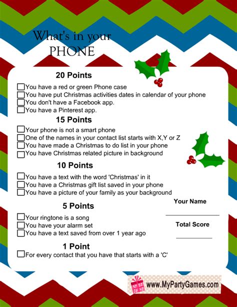 whats   phone  printable christmas game