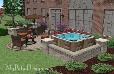 Hot Tub Patio Design With Seat Walls Download Plan