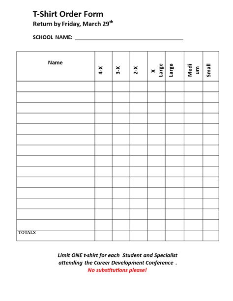 blank  shirt order form template sample design templates