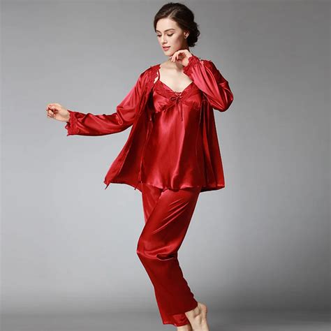 Women Silk Satin Pajamas Pyjama Sets Pijamas Sexy Robes Bathrobe