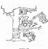 Tree House Cartoon Drawing Coloring Pages Pirate Outline Boy Magic Vector His Playing Kids Near Treehouse Getdrawings Color Backyard Step sketch template
