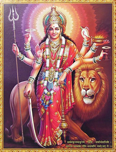 goddess durga with her vahana lion