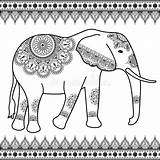 Border Elephant Indian Vector Illustration Mehndi Isolated Ethnic Elements Style sketch template