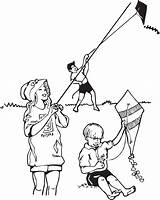 Flying Kites Drawing Kite Coloring Children Child Getdrawings Pages sketch template